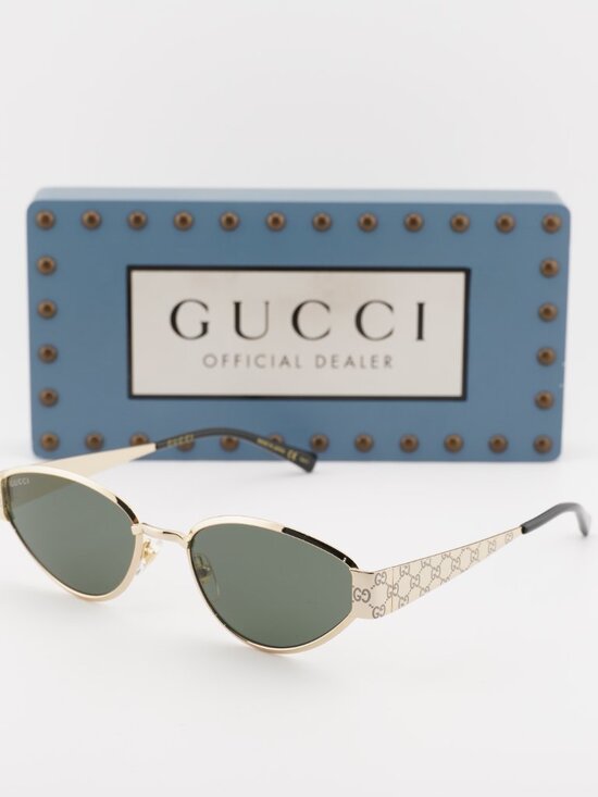 Gucci GG1853S 001 Oval Sunglasses – Gold / Grey main image 7